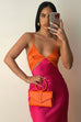 Nico orange fuchsia slip dress